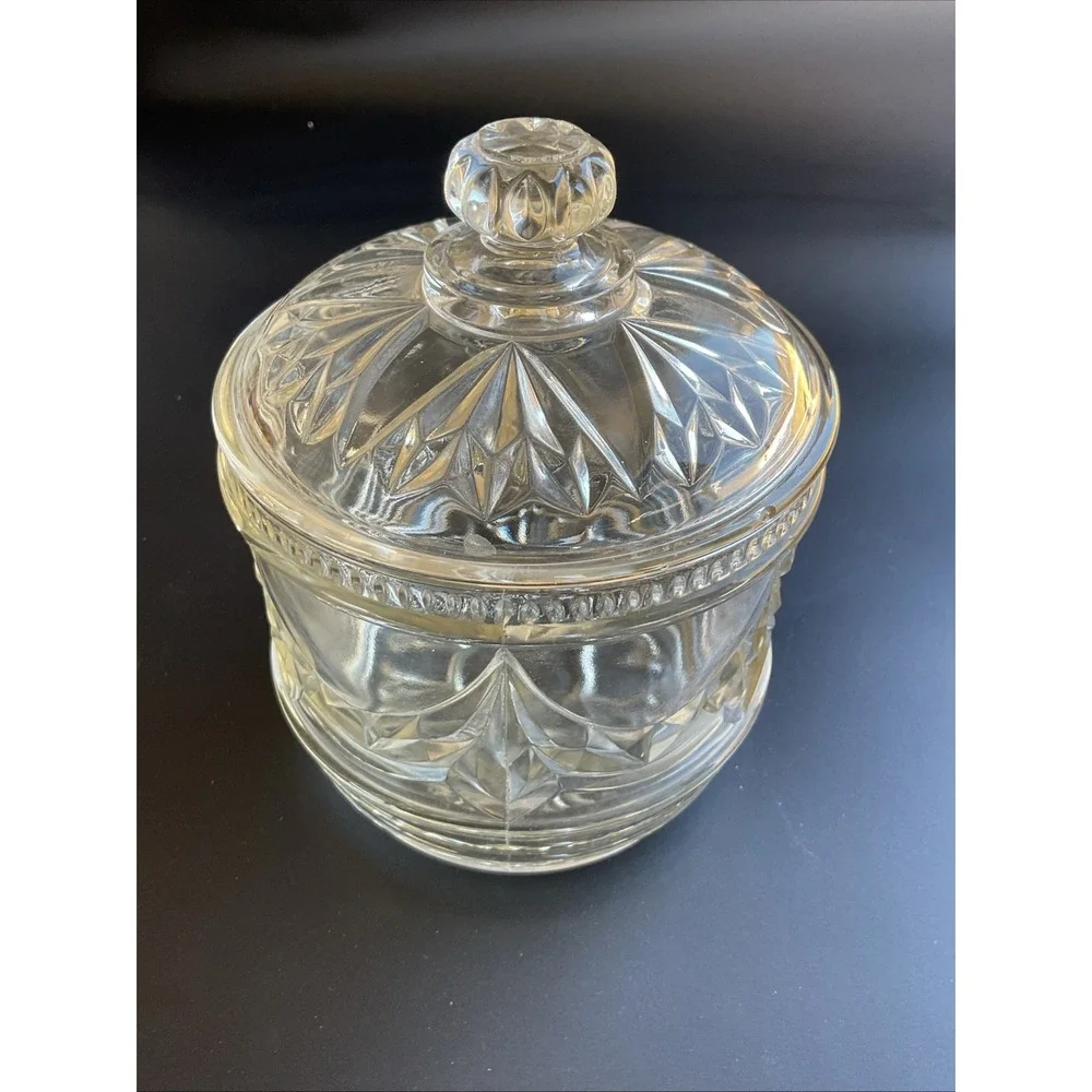 Vintage Glass Candy Box With Lid Decorative Collection Minor 